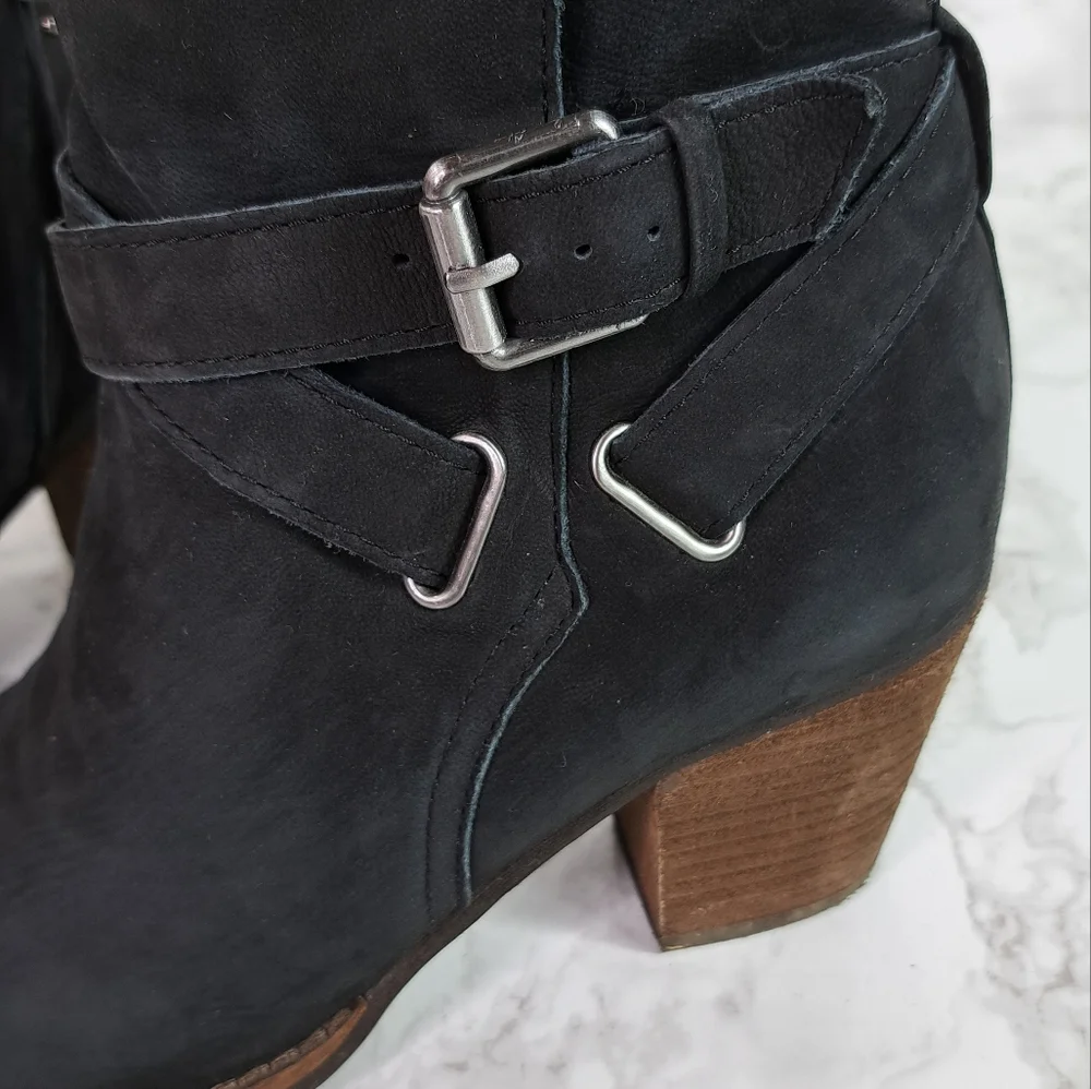 Sam Edelman Merton Black Suede Leather Zip Ankle Booties Size 7.5 - Picture 10 of 13